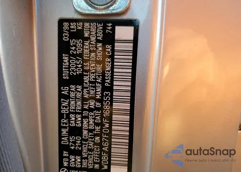 1998 Mercedes-Benz Sl 500 z USA, uszkodzony, nr VIN WDBFA67F0WF168553